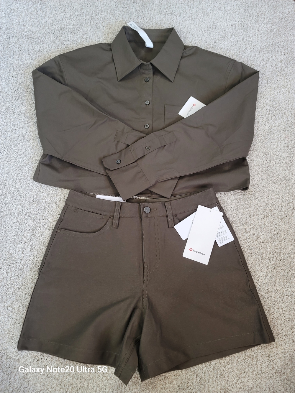 lululemon athletica Olive/Taupe High-Waist Utility Shorts & Top (Set)¹